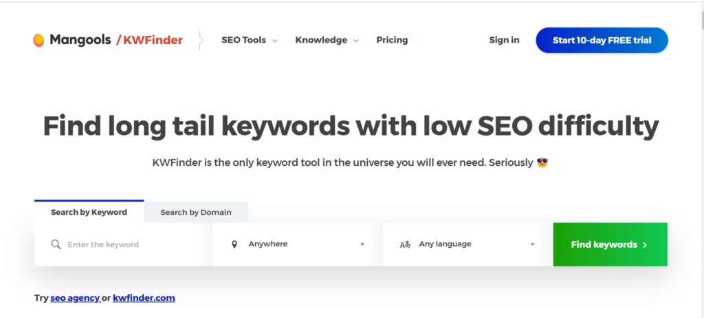 Kwfinder - best seo tools